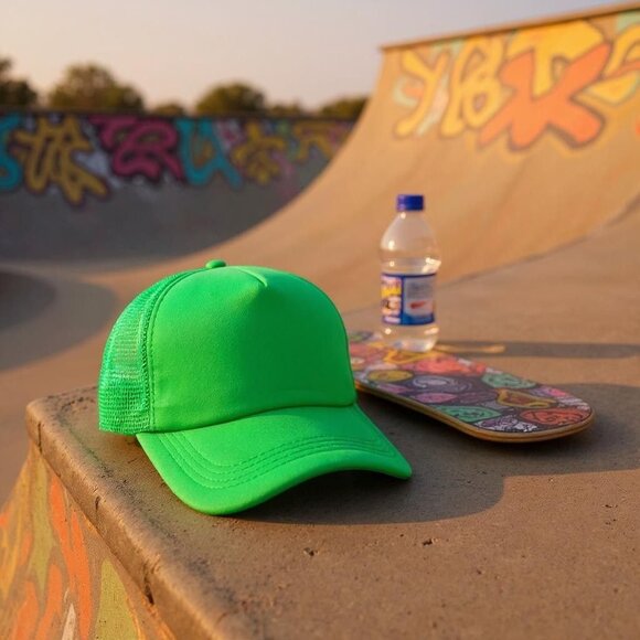 Adjustable Unisex Green Mesh Trucker Hat (SKU#0466) - Picture 3 of 4